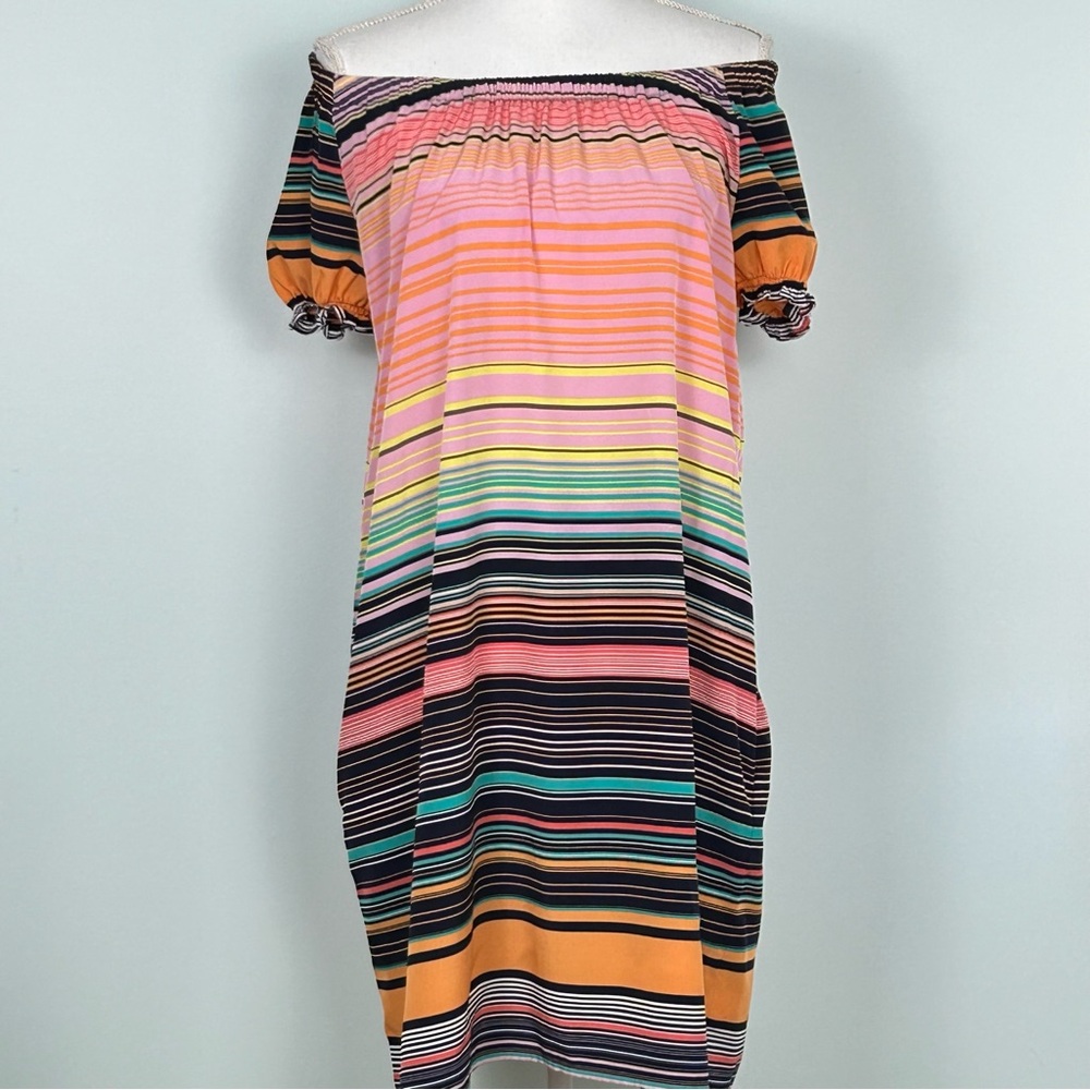 GAP Multicolored Striped Off-The-Shoulder Dress